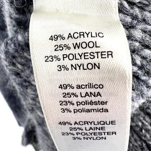 Chicos Sz Medium 1 8/10 WOOL BLEND Winter Navy Blue Sweater Shirt Top Cozy - Picture 7 of 8